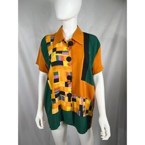 1990's Color Block, Men's Button Shirt